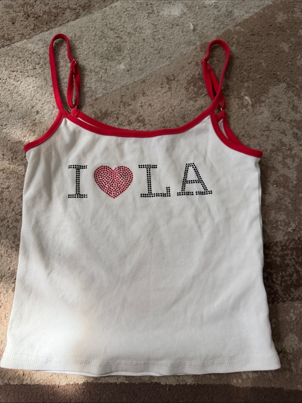 Edikted White Camisole Tank with Red Heart Detail